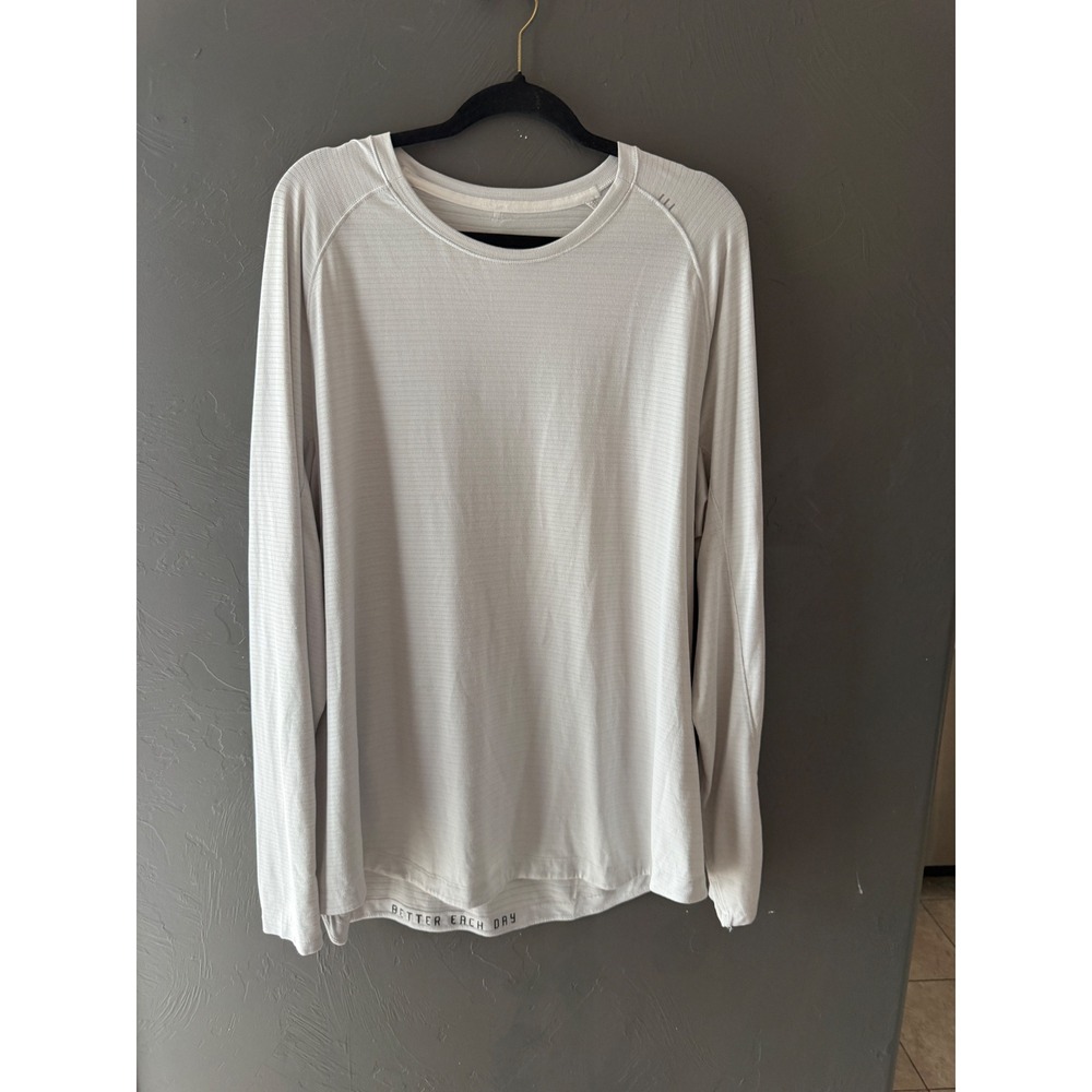 Lululemon Men Metal Vent Tech Long Sleeve Shirt Grey White XL Running Activewear